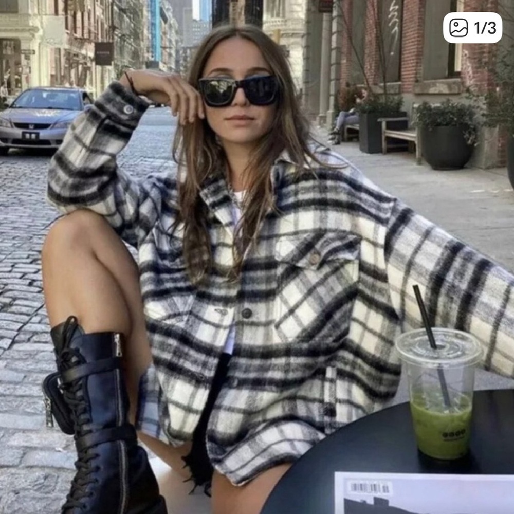 Zara Monochrome Checkered Jacket